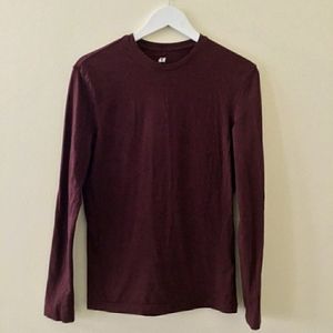 Dark Red, Slim Fit, Long Sleeve T-Shirt